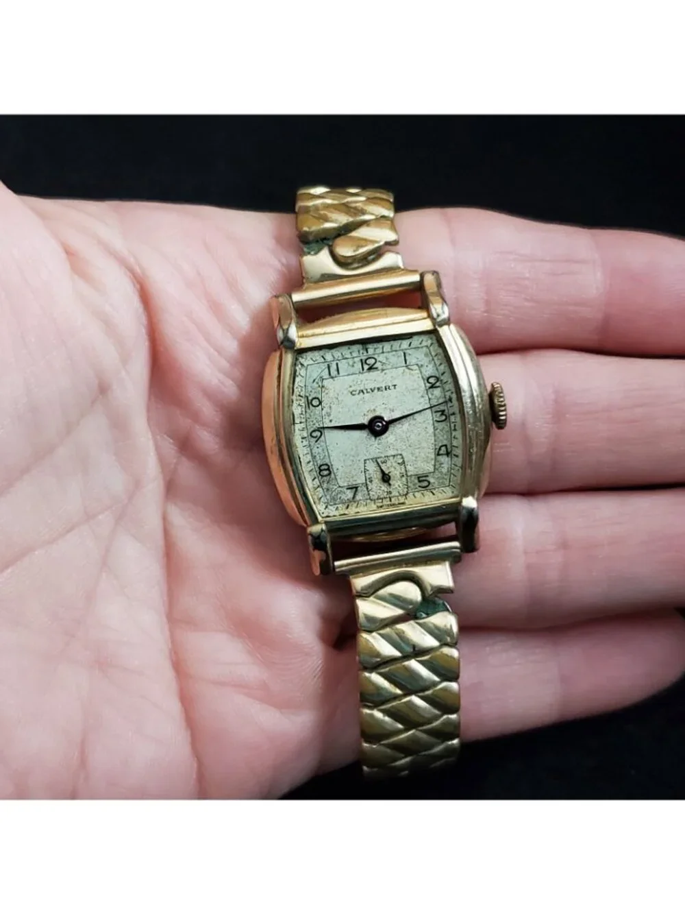 Vintage Mens Calvert Watch Gold Filled Expansion Band READ